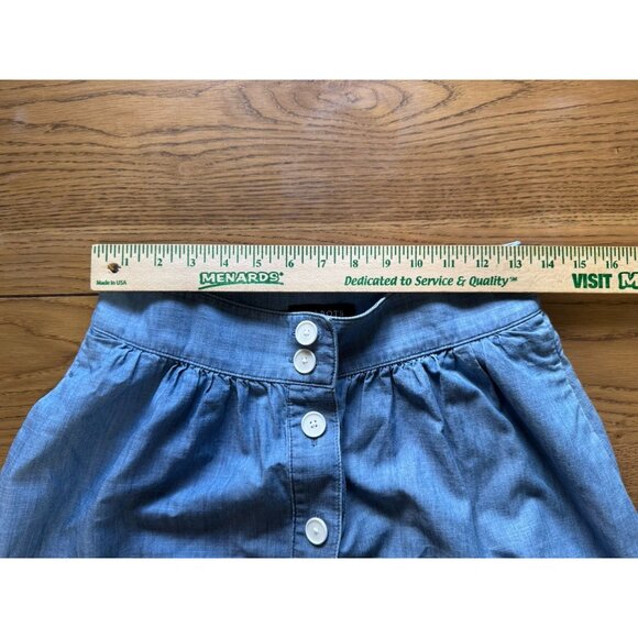 Talbots Button Front Skirt Women Sz 4 Petite Lightweight Blue Denim Cotton City - Picture 4 of 13